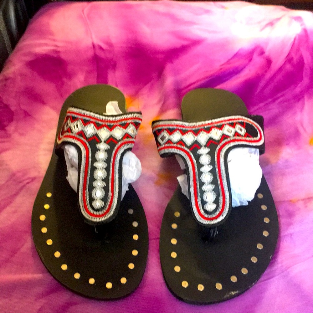 Hand tooled Leather Flip Flops